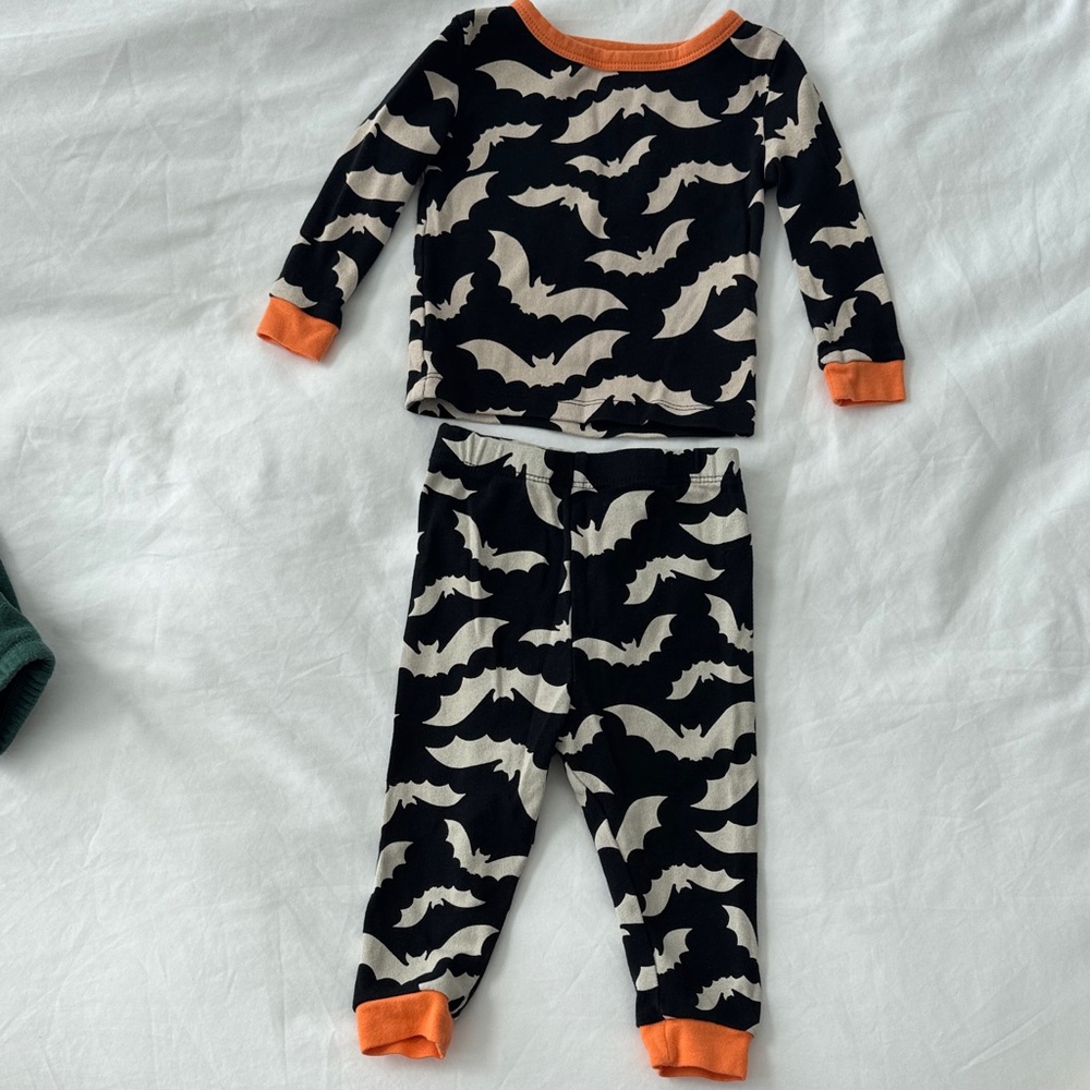 Joe Fresh Black and Cream Bat Pajama Set with Orange Trim